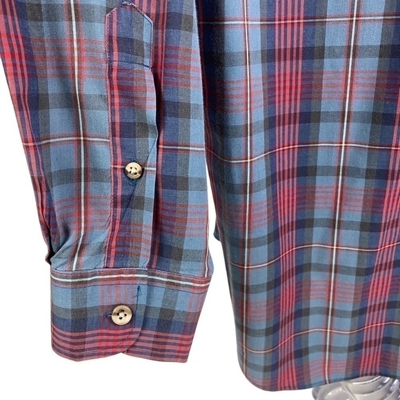 Lands' End Striped Plaid Button Down Collar Lightweight Shirt Men's Large - Picture 5 of 7